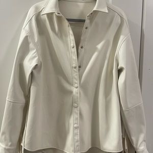 Fringed Faux leather shirt jacket